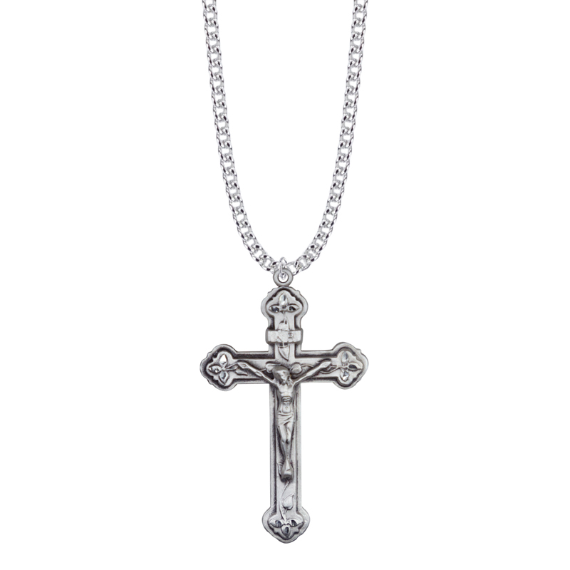 Sterling Silver Clover Ends Crucifix Necklace | Catholic Crucifix | Gift for Priest | Confirmation Gift | Irish Catholic Gift
