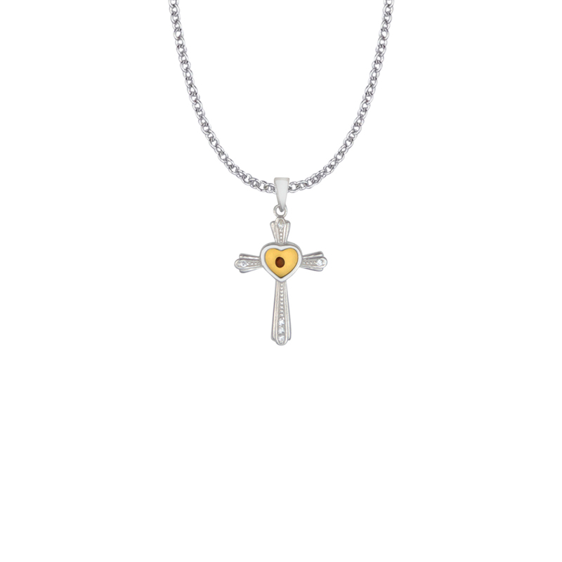 Mustard Seed Cross Necklace - Sterling Silver - Faith Can Move Mountains