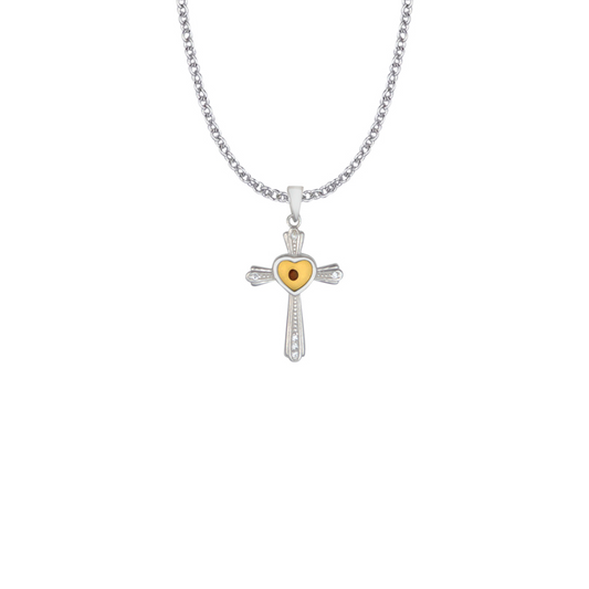 Mustard Seed Cross Necklace - Sterling Silver - Faith Can Move Mountains