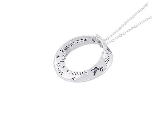 The Golden Rule: Do Unto Others (with Dove of Peace) - Mobius Necklace