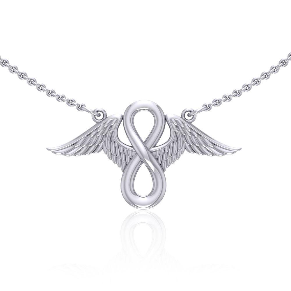 Angel Wings with Infinity Symbol - Sterling Silver Necklace