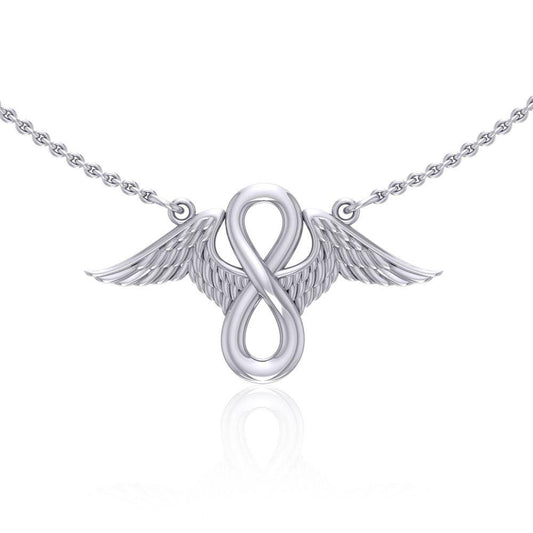 Angel Wings with Infinity Symbol - Sterling Silver Necklace