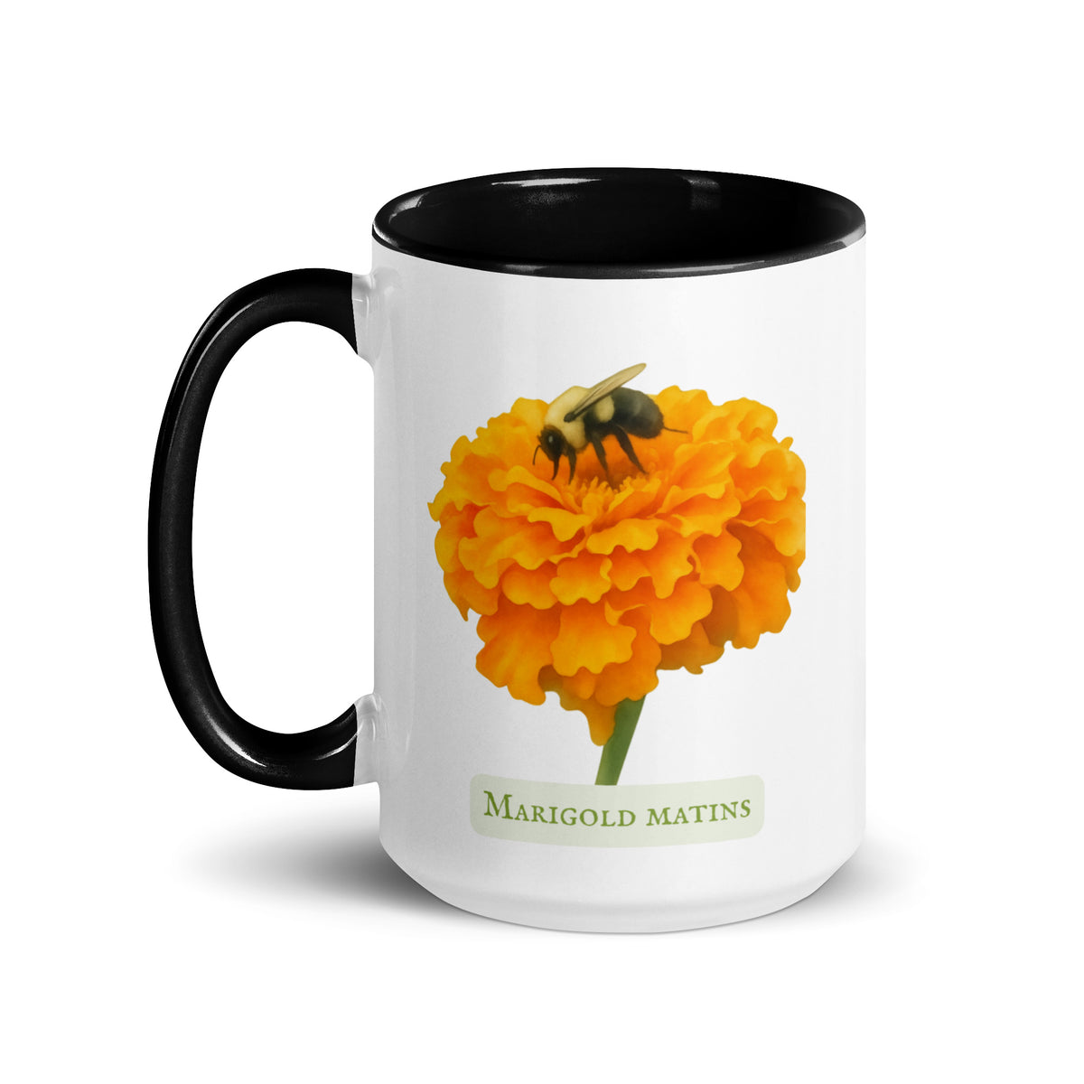 Marigold Matins — 15 oz Large Ceramic Mug | Botanical Watercolor Art | Sacred Garden Collection