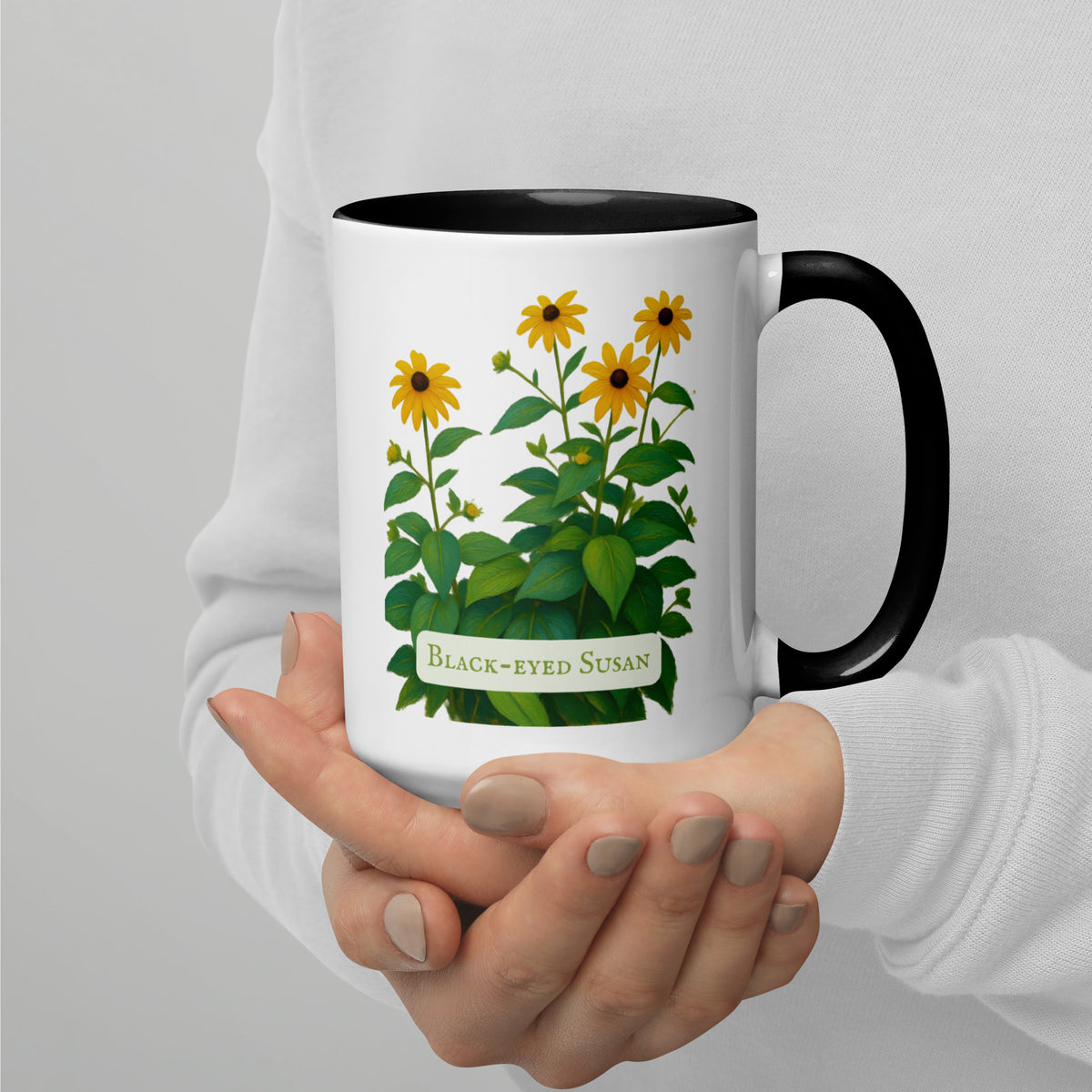 Black-Eyed Susan — 15 oz Large Ceramic Mug | Wildflower Art | Sacred Garden Collection