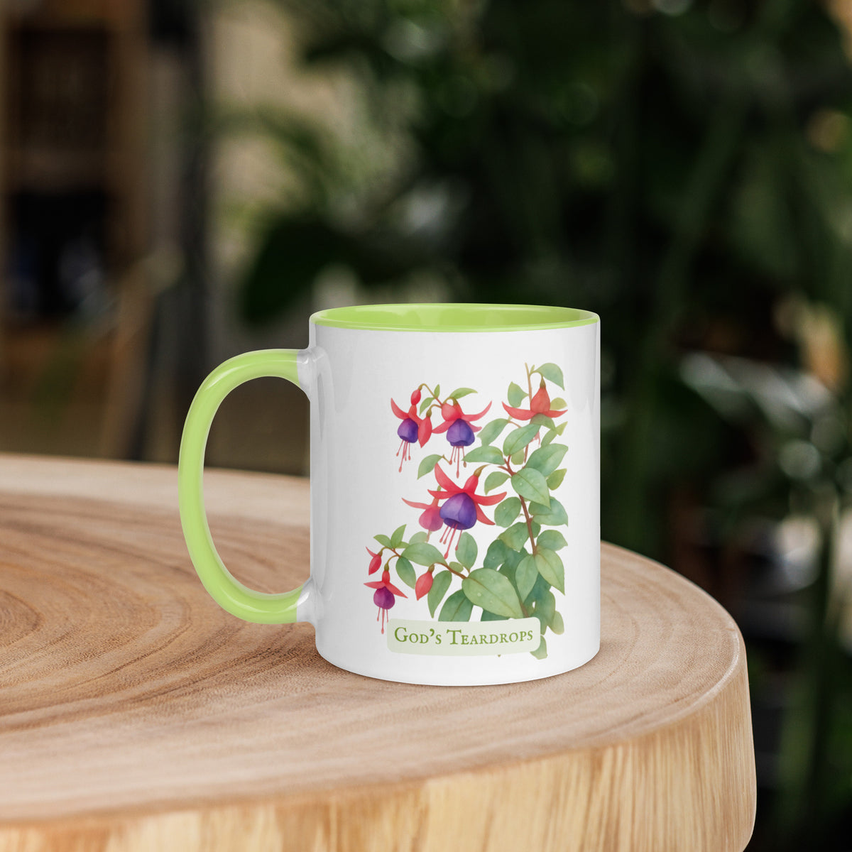 God's Teardrops — 11 oz Ceramic Mug | Fuchsia Watercolor Art | Sacred Garden Collection