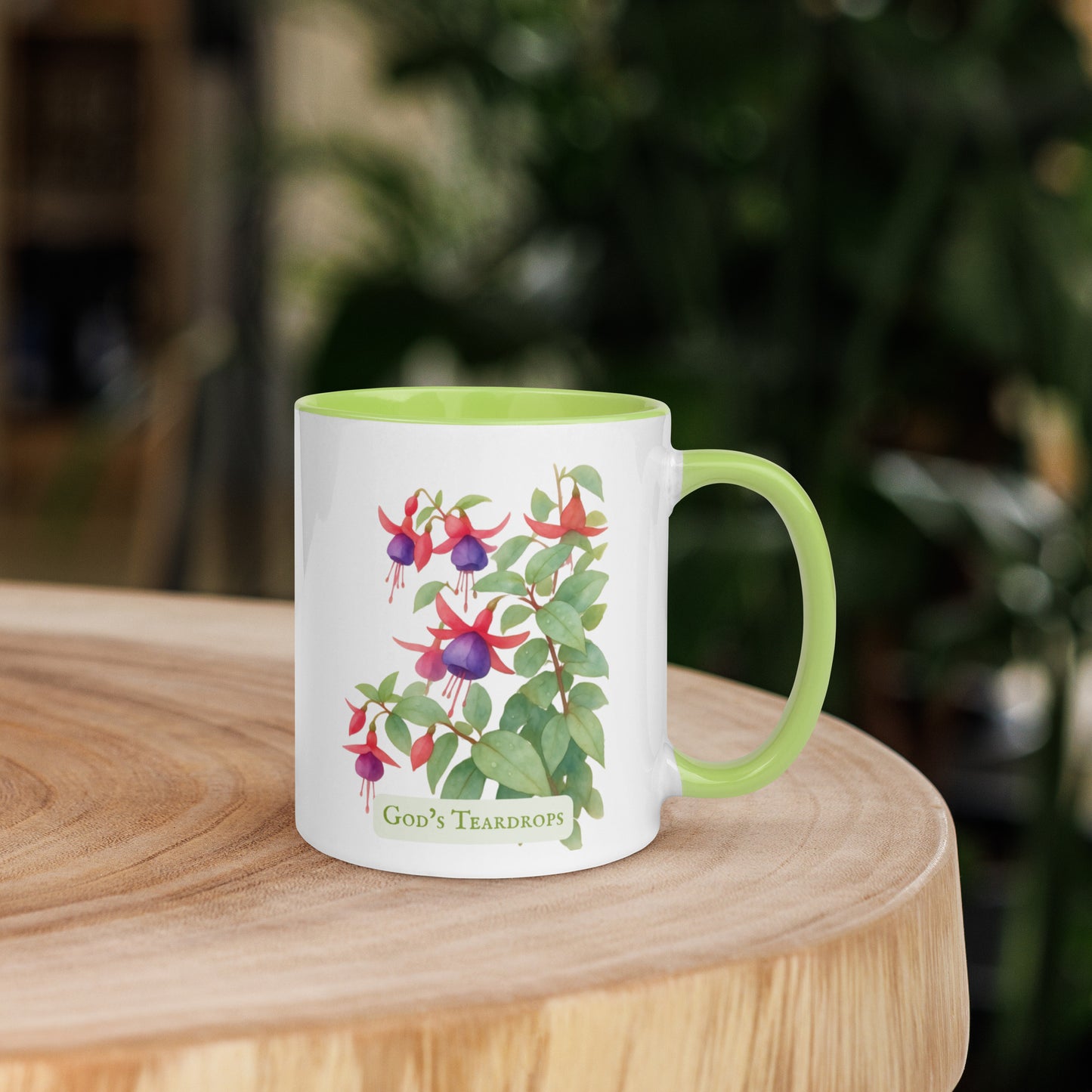 God's Teardrops — 11 oz Ceramic Mug | Fuchsia Watercolor Art | Sacred Garden Collection