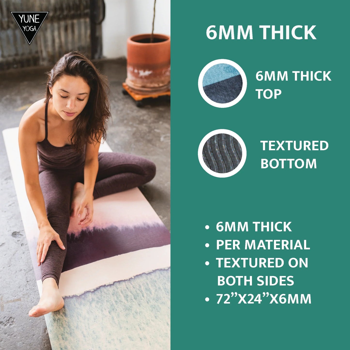 Moab Plains Yoga Mat – 6 mm Extra Thick, Double-Sided Non-Slip, Eco-Friendly PER with Moss Green Nature-Inspired Design | Yune Yoga