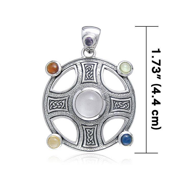 Celtic Knotwork Harmony Cross Necklace with Gemstones