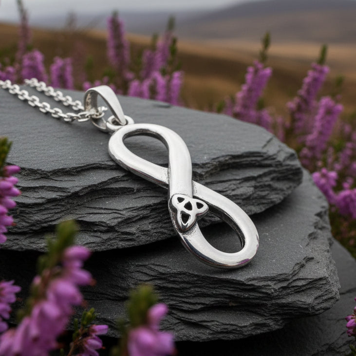 Infinite Love Trinity Knot Necklace in Sterling Silver