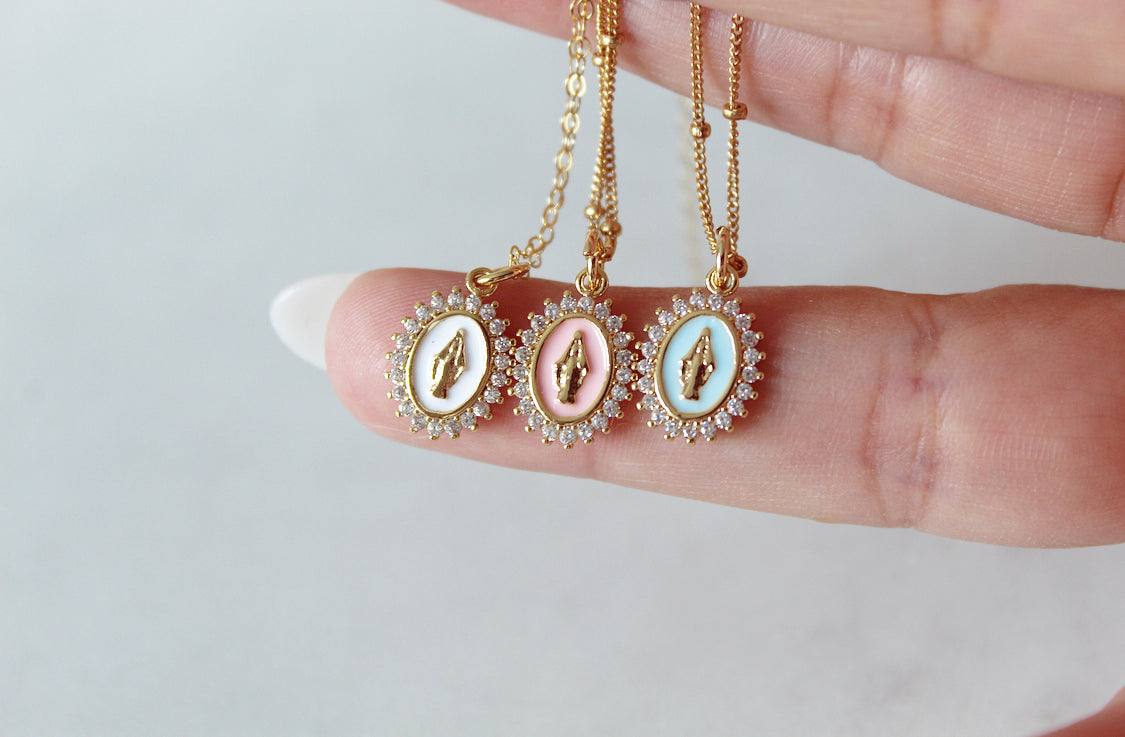 Mother Mary Necklace in White