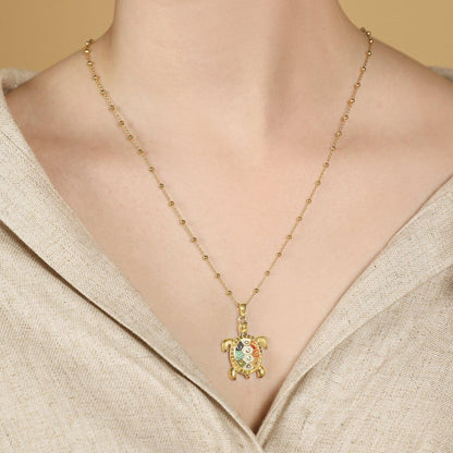 Intuitive Wisdom Multi Symbol Chakra Turtle Necklace