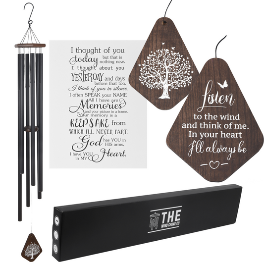 55" Serenity Large Deep Tone Memorial Wind Chime Church Bells - Listen to the wind and think of me, In your heart I'll always be