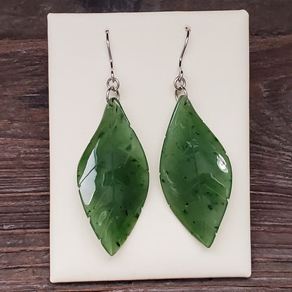 Jade Leaf Earrings, 38 mm