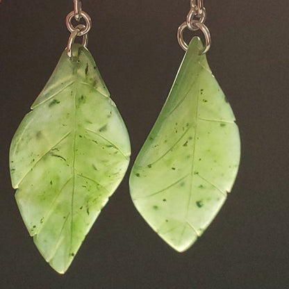 Jade Leaf Earrings, 38 mm