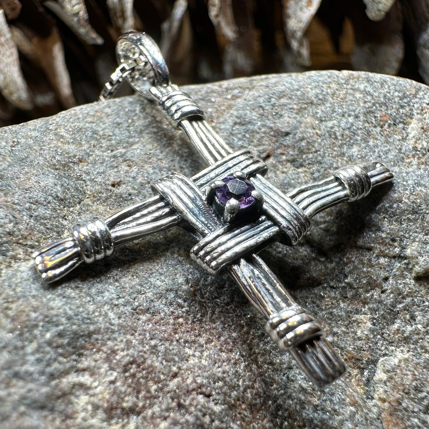 Springtime Irish Saint Brigid's Cross Necklace in Sterling Silver