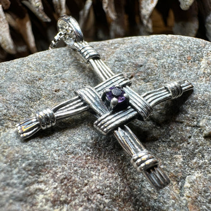 Springtime Irish Saint Brigid's Cross Necklace in Sterling Silver