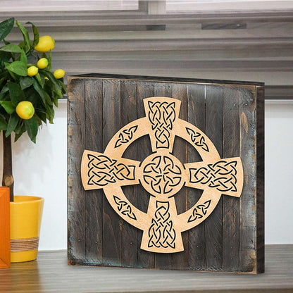 Celtic Wheel Cross - Wooden Wall Art