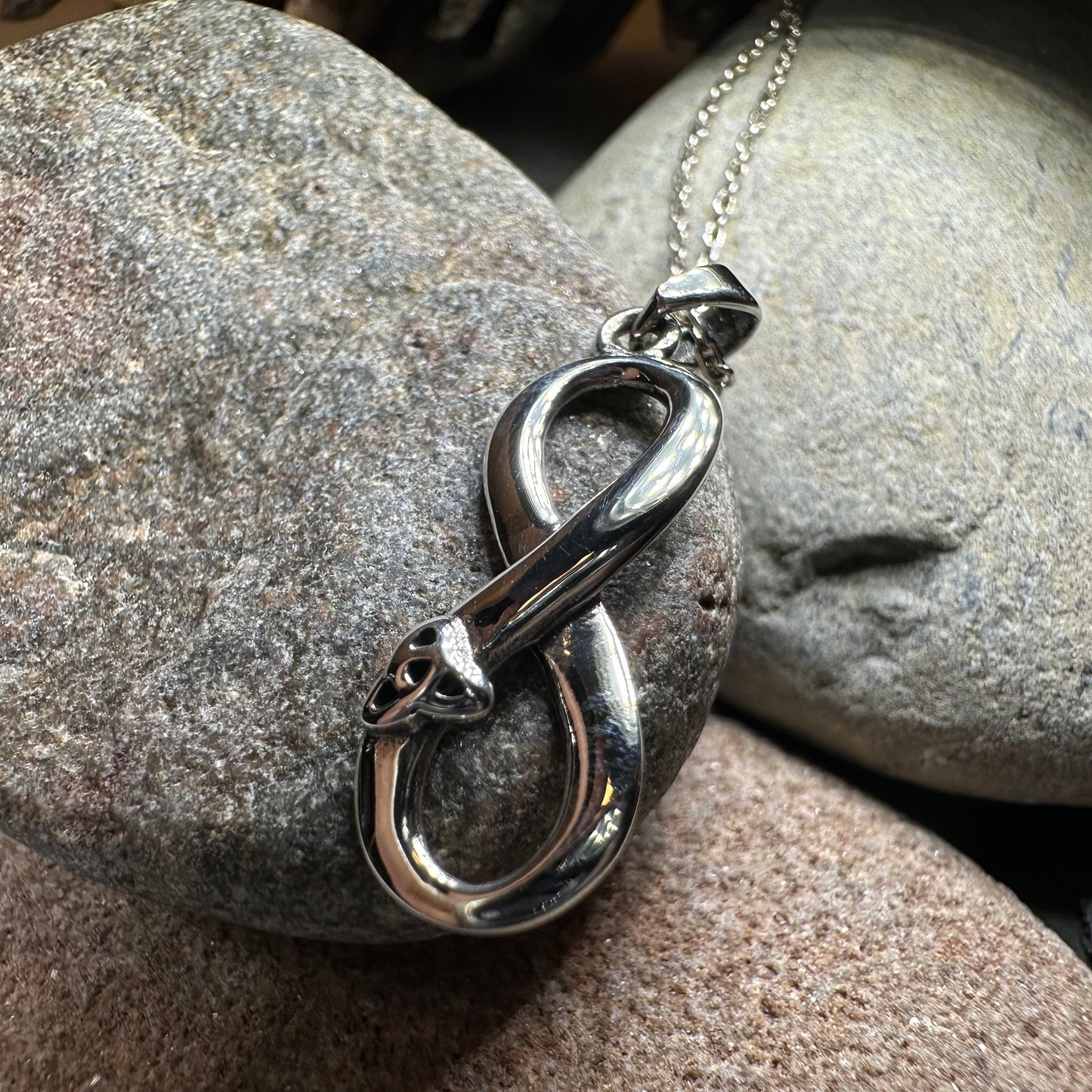 Infinite Love Trinity Knot Necklace in Sterling Silver