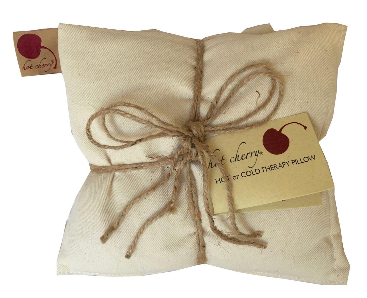 Hot Cherry Triple Square Pillow in Natural Denim - Hot and Cold Comfort Pack