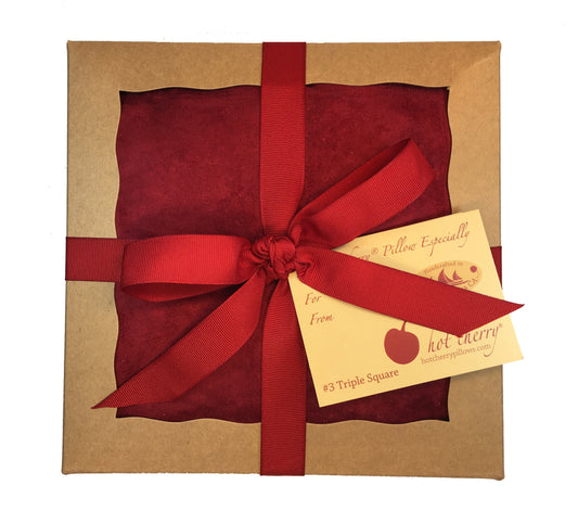 Hot Cherry Triple Square Pillow in Plush Red Ultra-Suede - Hot and Cold Comfort Pack