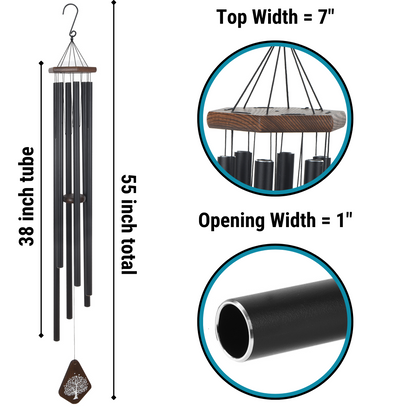 55" Serenity Large Deep Tone Memorial Wind Chime Church Bells - Listen to the wind and think of me, In your heart I'll always be
