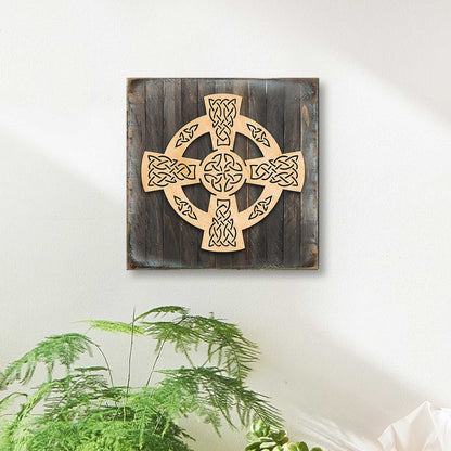 Celtic Wheel Cross - Wooden Wall Art