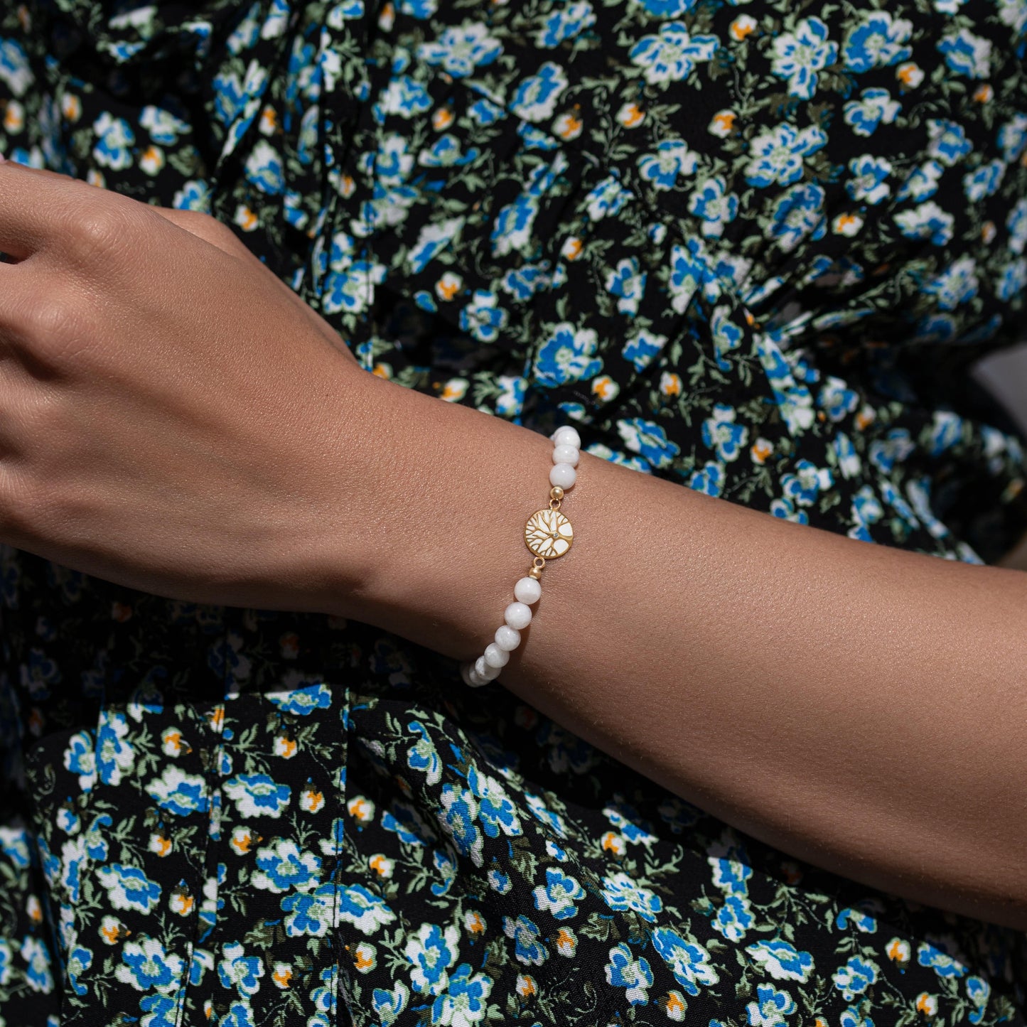 Intrinsic Creativity Moonstone Tree of Life Charm Bracelet
