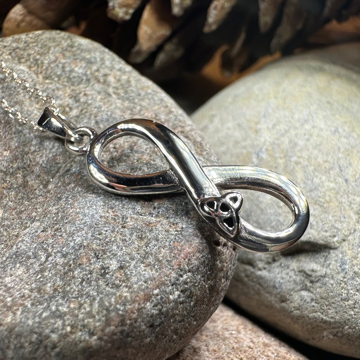 Infinite Love Trinity Knot Necklace in Sterling Silver
