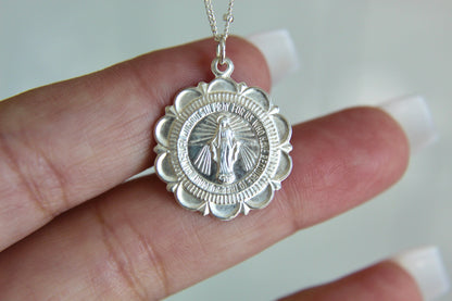 Miraculous Medal Necklace in Sterling Silver