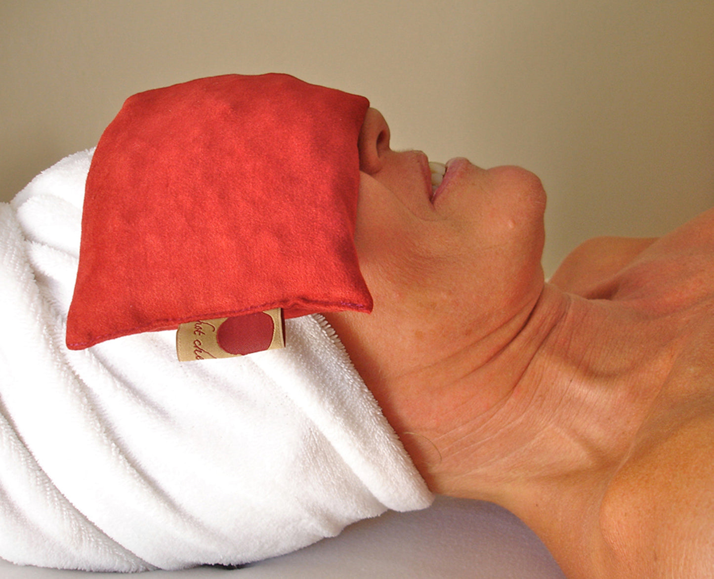 Feel Better Pack in Red Denim: Square, Eye Pillow & Neck Wrap - Hot and Cold Comfort Packs