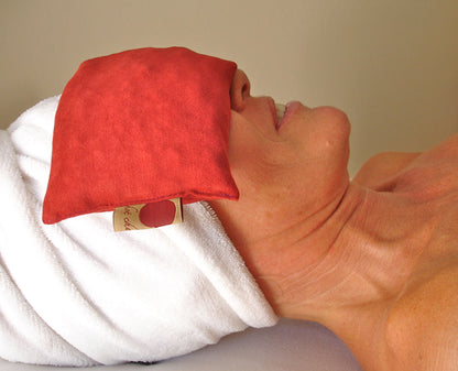 Feel Better Pack in Red Denim: Square, Eye Pillow & Neck Wrap - Hot and Cold Comfort Packs