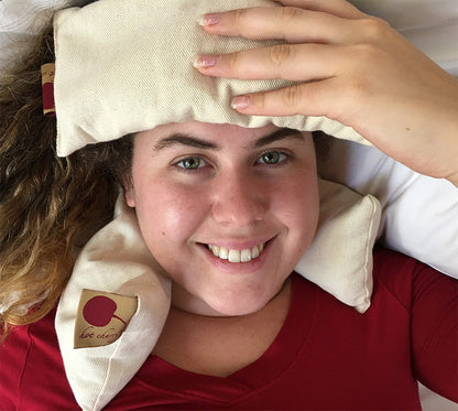 Feel Better Pack in Natural Denim: Square, Eye Pillow & Neck Wrap - Hot and Cold Comfort Packs