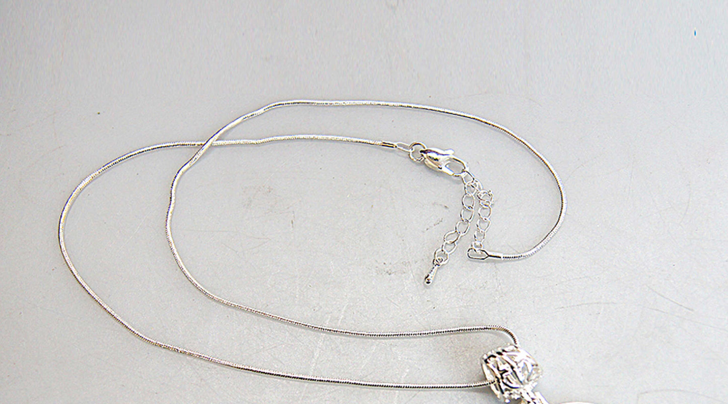 Jesus Silver Plated Necklace, Gold-Plated Wooden Cabochon