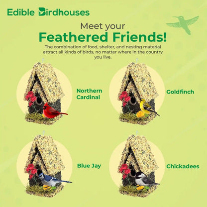 Handmade Edible Birdhouse - Light Roof, Tall Birdhouse Covered in Bird Seeds