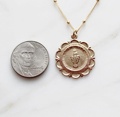 Miraculous Medal Necklace - 18k Gold Filled