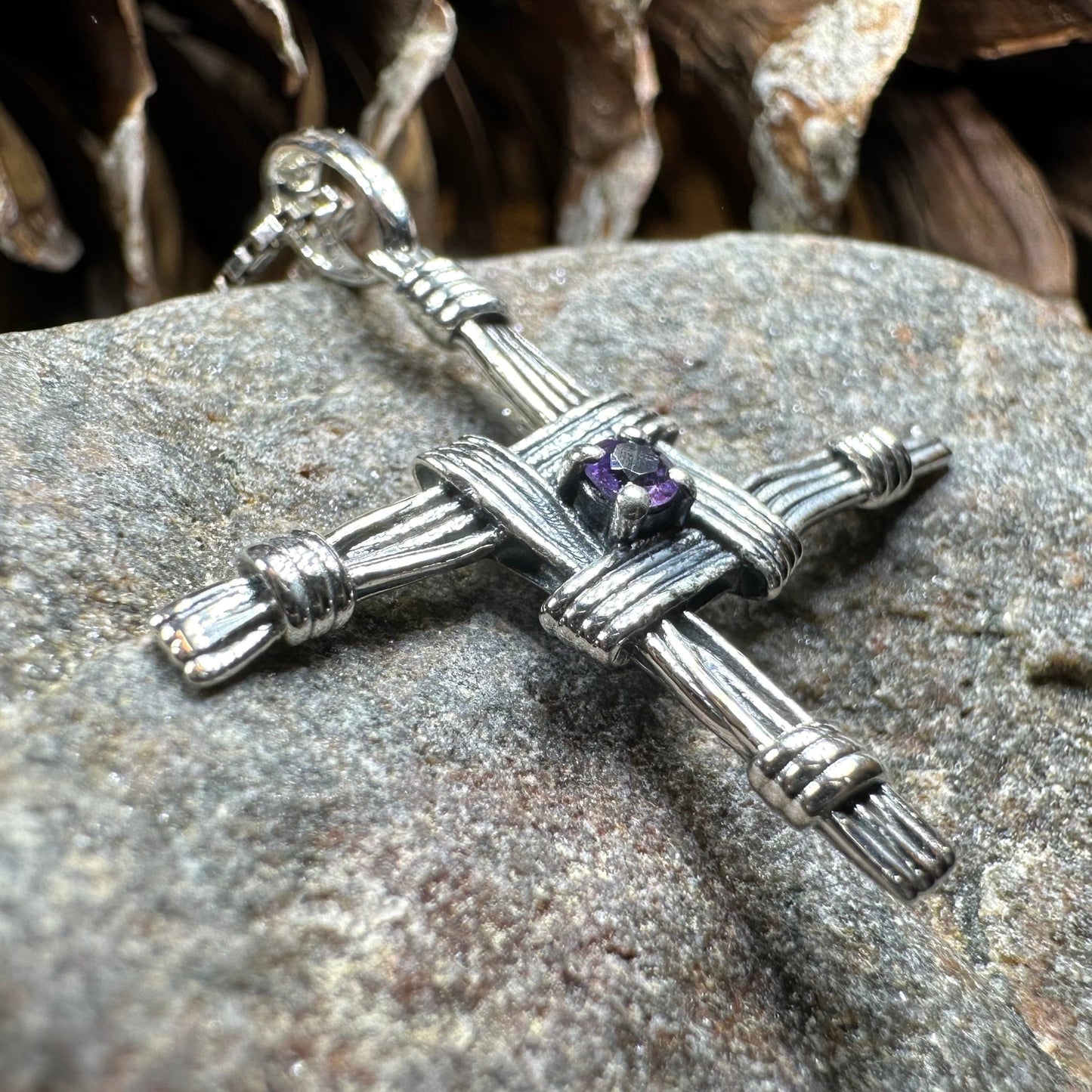 Springtime Irish Saint Brigid's Cross Necklace in Sterling Silver