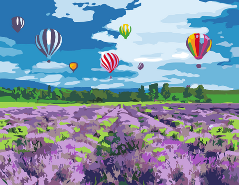 Flight over Lavender Field - Paint by Numbers Set