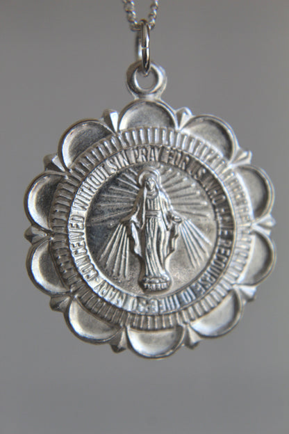 Miraculous Medal Necklace in Sterling Silver