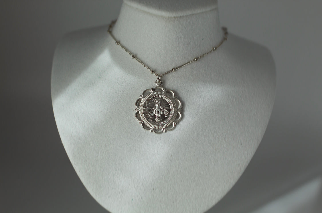 Miraculous Medal Necklace in Sterling Silver