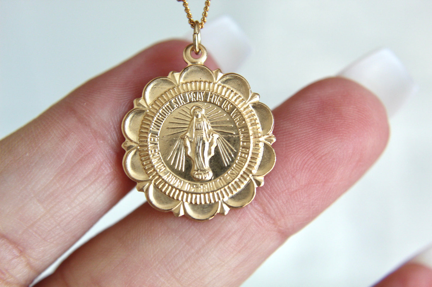 Miraculous Medal Necklace - 18k Gold Filled