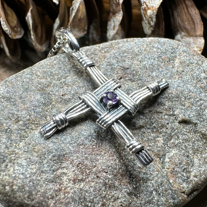 Springtime Irish Saint Brigid's Cross Necklace in Sterling Silver