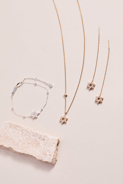 Star of David Delicate Pave Crystal Pendant Necklace