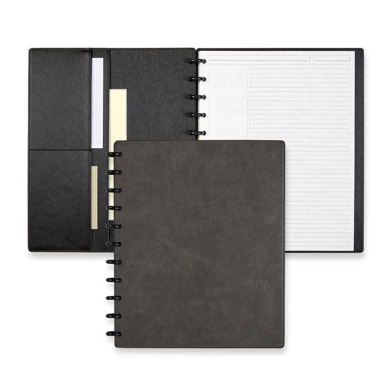 Circa Smooth Sliver Discbound Notebook with Pockets