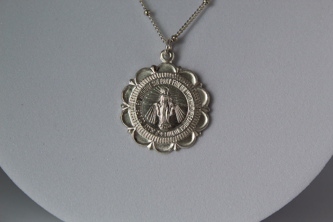 Miraculous Medal Necklace in Sterling Silver