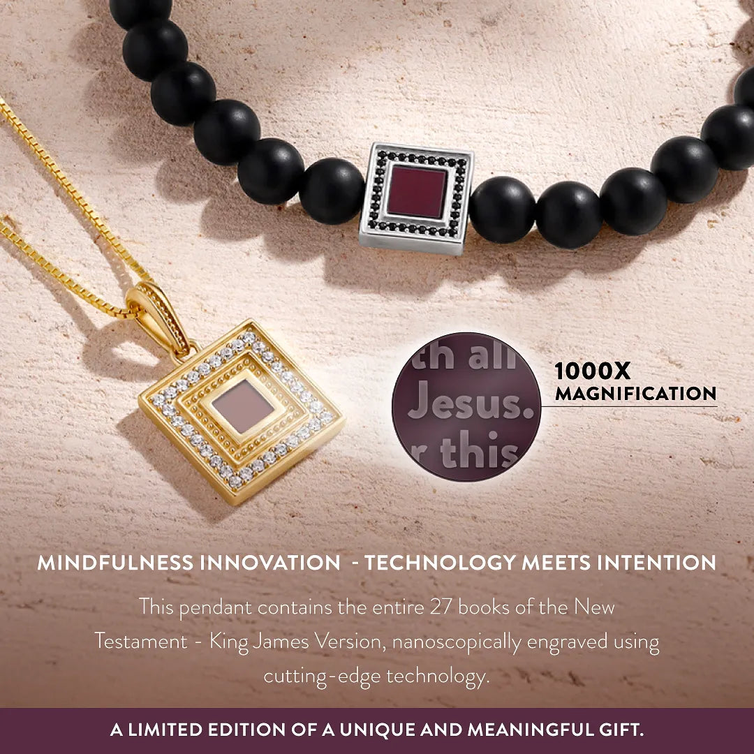 Radiant Harmony Mother of Pearl Cross Bible Nano Chip Necklace - Entire New Testament, King James Version