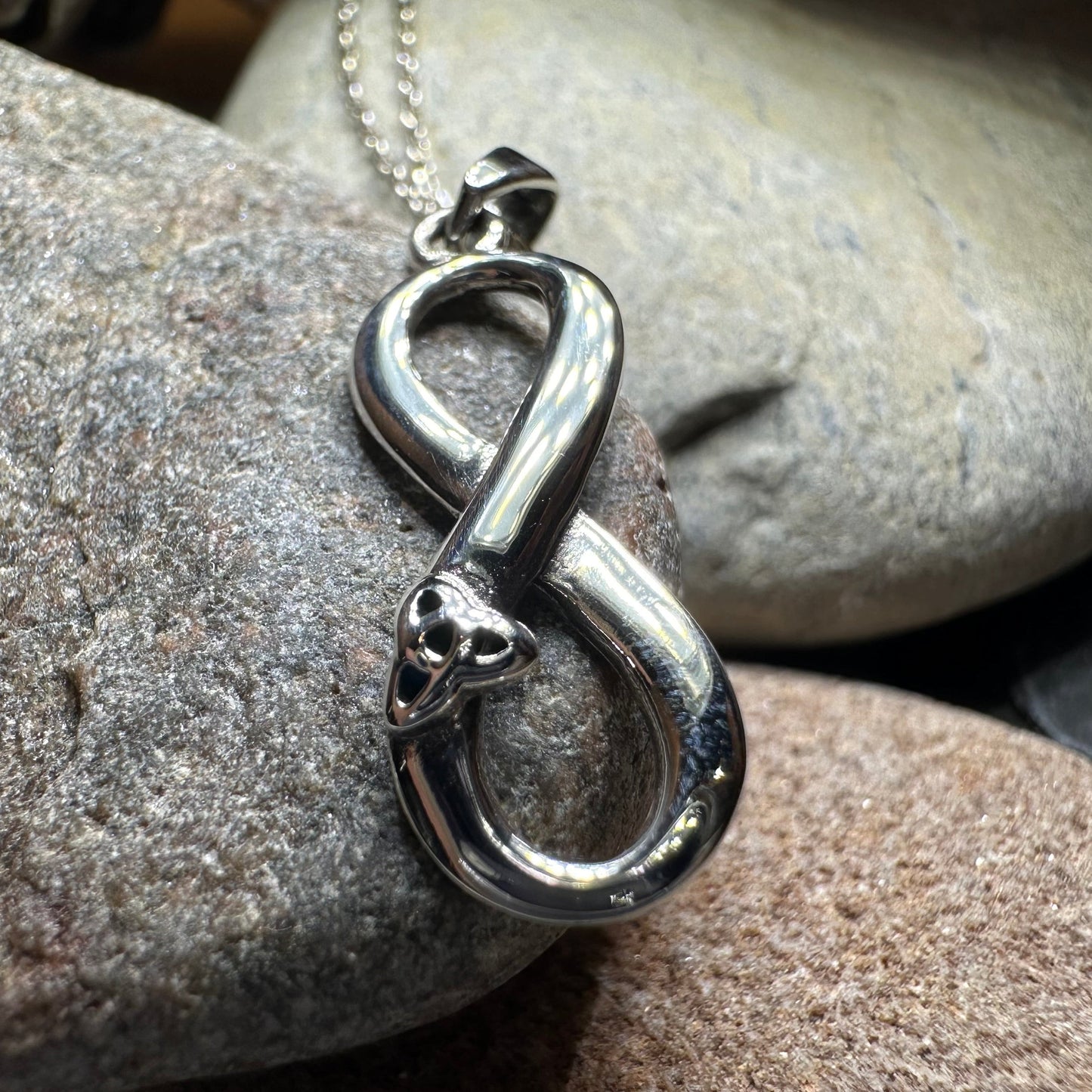 Infinite Love Trinity Knot Necklace in Sterling Silver
