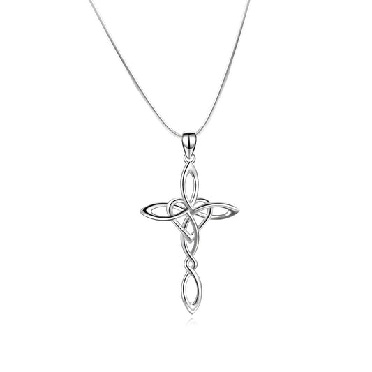 Celtic Heart™ 18K White Gold Cross Pendant