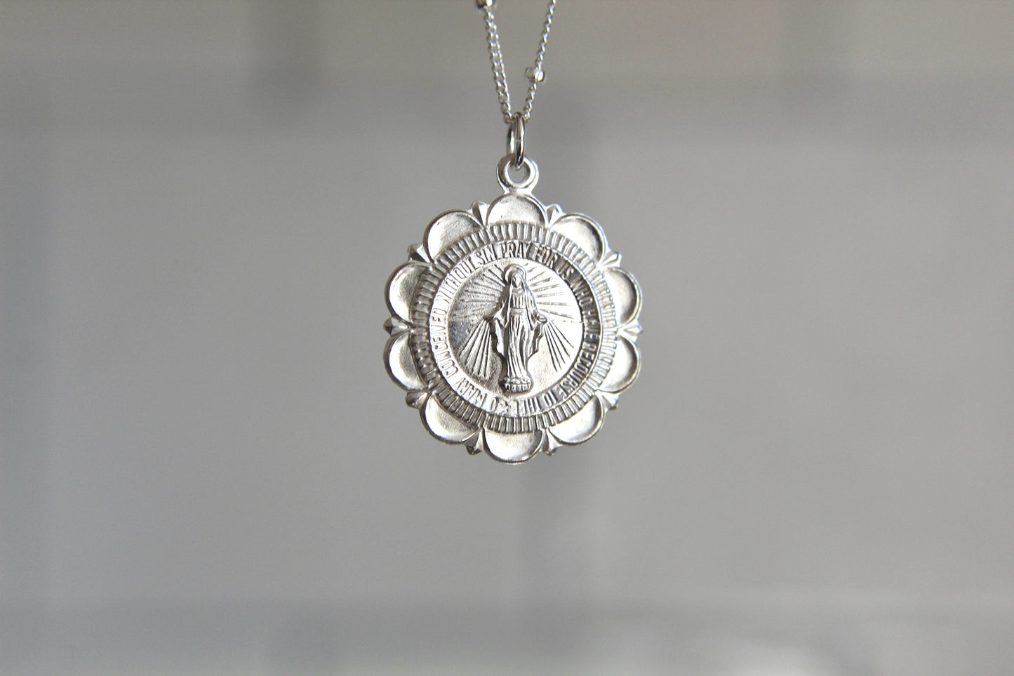 Miraculous Medal Necklace in Sterling Silver