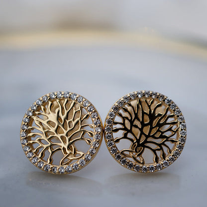 Celtic Tree of Life™ 18K Yellow Gold Diamond Earrings