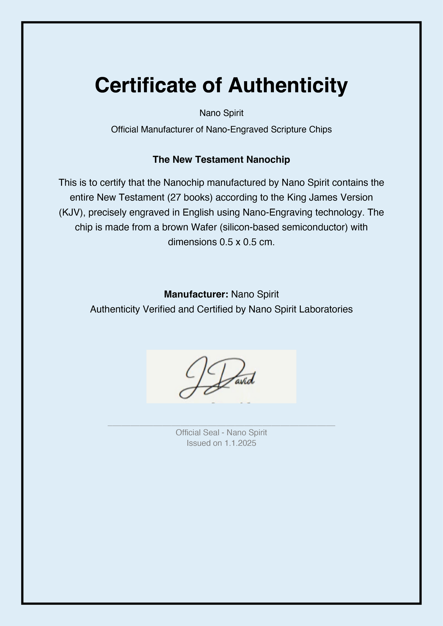 Eternal Wisdom Bible Nano Chip Necklace - Entire New Testament, King James Version